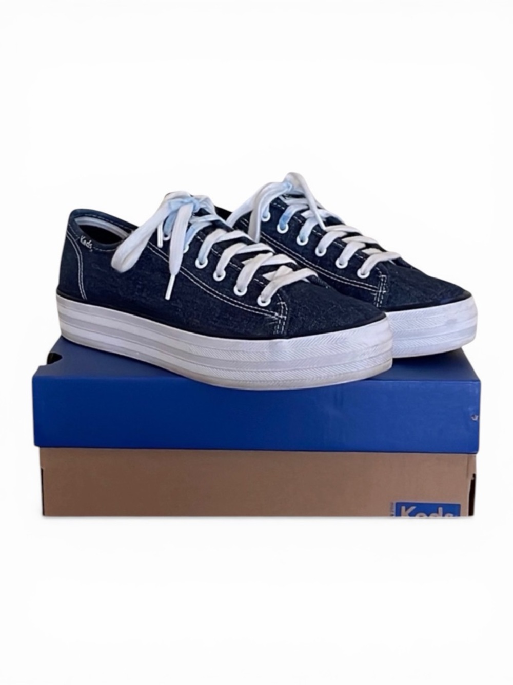 Keds Triple Kick Eco Blue Denim Platform Sneakers